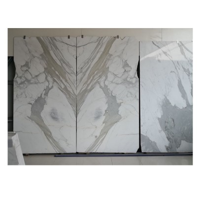 Statuario Marble Slab, Italy White Marble Book Match Pattern for Home Design