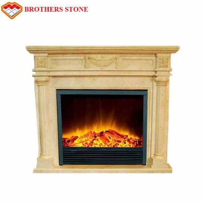 Brothers Stone Beige White Marble Fire Surround Marble Fireplaces Surrounds Mantles